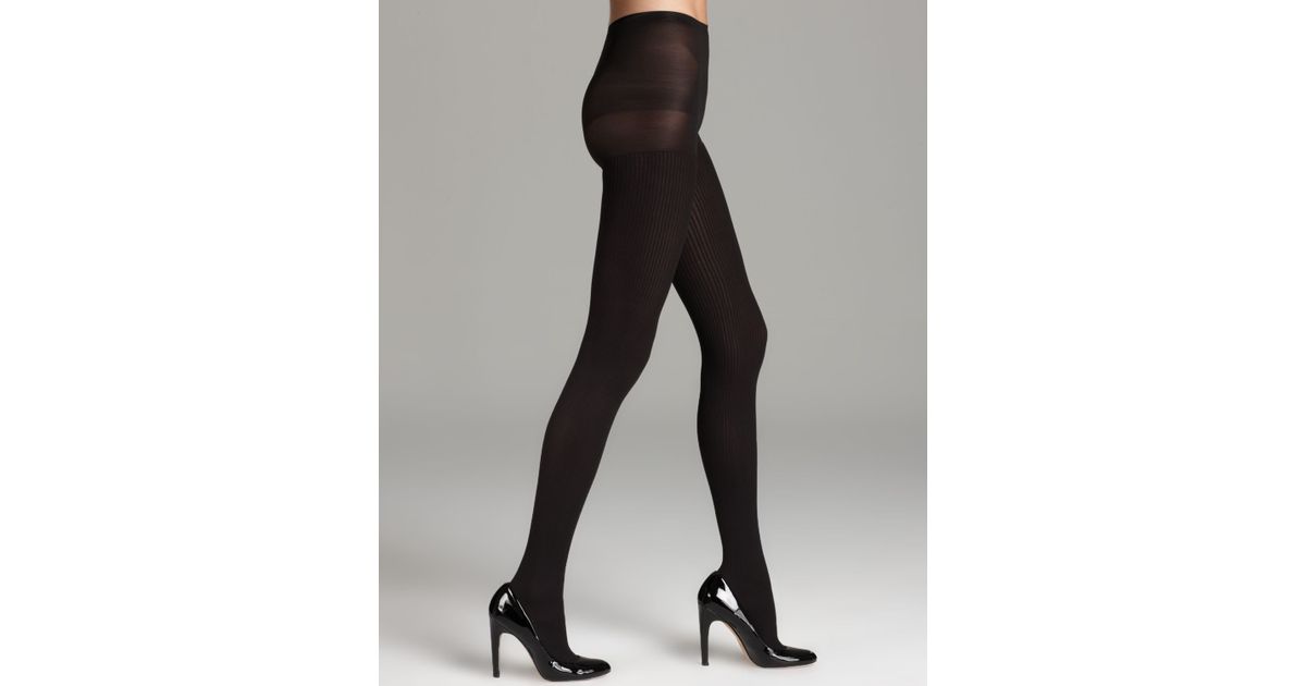 Hue Classic Rib Control Top Tights In Gray Lyst