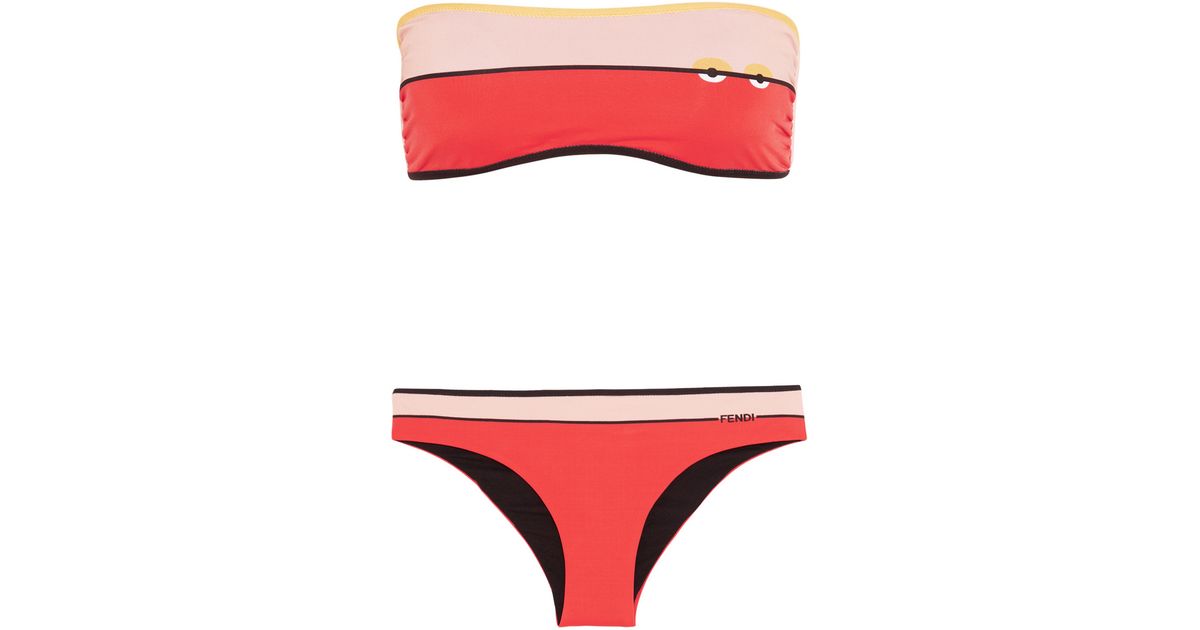 Lyst Fendi Creatures Printed Bandeau Bikini In Red