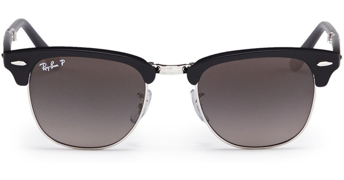 Ray Ban Clubmaster Folding Browline Sunglasses In Black Lyst