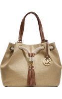 michael kors red and white striped bag