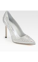 manolo blahnik swan embellished satin pump