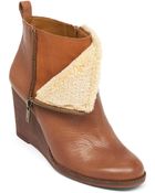 Lucky Brand Yorque Leather Wedge Ankle Booties - Lyst