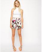 Asos Culotte Shorts In Floral Print - Lyst