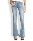 Hudson Angel Distressed Flared Jeans - Lyst