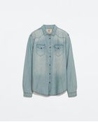 Zara Denim Shirt - Lyst