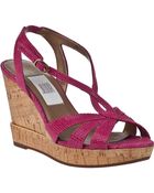 Vaneli For Jildor Delisa Wedge Sandal Fuschia Lizard - Lyst