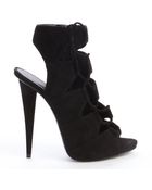 Giuseppe Zanotti Black Suede Lace Up Peep Toe Sandals - Lyst