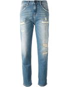 Pinko Distressed Boyfriend Jeans - Lyst