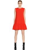 MSGM Viscose Milano Knit Dress W/ Ruffled Hem - Lyst