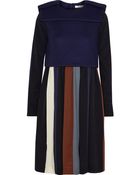 Chloé Stretch-Wool And Striped Silk Crepe De Chine Dress - Lyst