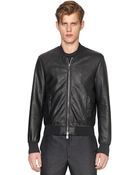 Emporio Armani Scale Effect Nappa Leather Bomber Jacket - Lyst