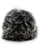 Saks Fifth Avenue Black Label Knit Fox Fur Hat - Lyst