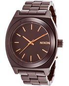 Nixon Women'S Ceramic Time Teller Cherry Chocolate Ceramic Dark Brown Dial - Lyst