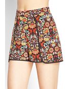 Love 21 Bright Floral Flutter Shorts - Lyst