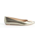 Tod's Gold Patent Leather Square Emblem Pointed Toe Flats - Lyst