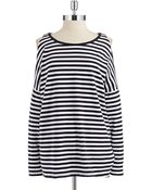 MICHAEL Michael Kors Striped Cold Shoulder Top - Lyst