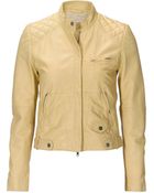 Stefanel Washed Leather Biker Jacket - Lyst