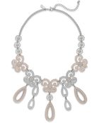 Inc International Concepts Two-Tone Crystal Teardrop Frontal Necklace - Lyst
