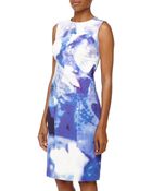 Monique Lhuillier Printed Georgette Sheath Dress - Lyst