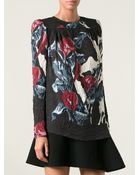 Carven Creased Floral Print Top - Lyst