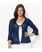 Lauren by Ralph Lauren Pointelle Knit Linen Sweater - Lyst