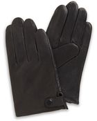 Calvin Klein Button Snap Tab Leather Gloves - Lyst