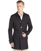 Burberry Navy Belted Trench Coat - Lyst