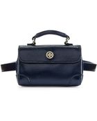 Tory Burch Robinson Patent Waistpack Navy L-34in-85cm - Lyst