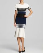 Yigal Azrouel Dress - Short Sleeve Stripe Knit Flare - Lyst