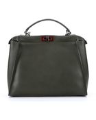 Fendi Green Leather Convertible Top Handle Bag - Lyst