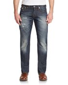 True Religion Distressed Straight-Leg Jeans - Lyst