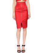 Nicholas Bonded Silk Zip Pencil Skirt - Neon Red - Lyst
