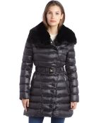 Dawn Levy Black Quilted Down Belted Izzie Rabbit Trim Coat - Lyst