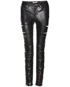 Saint Laurent Slit Leather Trousers - Lyst