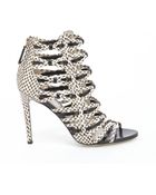 Jason Wu Black And Ivory Leather Pattern Detail Sandals - Lyst