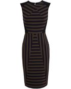 Roland Mouret Striped Panel Crepe Dress - Lyst