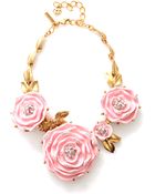 Oscar de la Renta Three Rose Necklace - Lyst