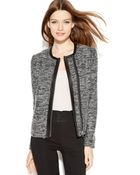 Calvin Klein Zip Front Boucle Jacket - Lyst