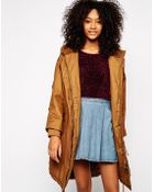 Monki Faux Fur Hooded Parka - Lyst