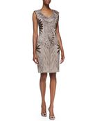 Sue Wong Sleeveless Embroidered Cocktail Dress - Lyst