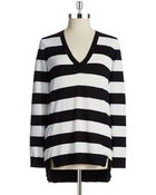 MICHAEL Michael Kors Striped V-Neck Sweater - Lyst