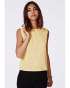 Missguided Astra Button Back Shell Top Yellow - Lyst