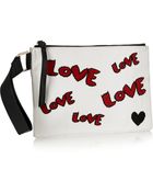 Newbark Embroidered Leather Clutch - Lyst
