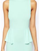 Asos Midi Pencil Dress With High Neck And Peplum - Lyst