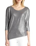 Eileen Fisher Metallic Linen Top - Lyst