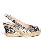 Stuart Weitzman 'Jean'' Snakeskin-Effect Leather Espadrille Wedge Sandals - Lyst