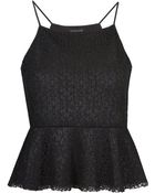 Topshop Lace Peplum Cami Top - Lyst