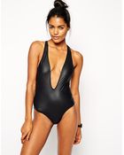 Asos Wetlook Strappy Back Swimsuit - Lyst