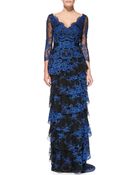 Alice + Olivia Alyssa Tiered Contrast Lace Gown - Lyst