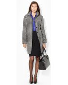 Lauren by Ralph Lauren Houndstooth Wool-Blend Coat - Lyst